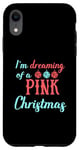 Coque pour iPhone XR Je rêve d'une joie de Noël rose