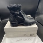 JIMMY CHOO ‘Harris’ Black Suede  Ankle Boots Fur Lined Size UK 2 Eu 35 Rrp £795