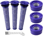 6 Pack Vacuum Post & Pre Filter Replacement Kit Dyson V7 V8 Animal & V8 Absolute