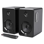 MAJORITY D40 Amplifier Speakers | Active Bluetooth Bookshelf speakers with USB playback | Classic Black with multi-connection