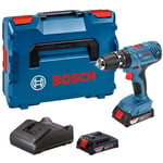 Bosch - Perceuses-visseuses à percussion 18V gsb 18V-21 Professional + 2 batteries 2Ah + chargeur + coffret l-case 06019H1109 - Noir