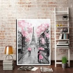 RuYun Eiffel Tower rainy day street scene oil poster abstract canvas painting wall art print poster picture decorative painting living room home decor without frame 40 * 60cm
