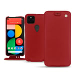 Housse cuir Google Pixel 5 - Rabat vertical - Rouge - Cuir lisse - Neuf