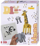 Hama Gift Box - 3D Safari | Approx. 2.500 Fuse Beads, 1 Large Square Pegboard, Printed Design Sheet, Instructions & Ironing Paper | Mosaic Decoration Arts & Craft for Creative Children Ages 5+