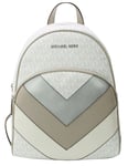 Michael Kors White Backpack Medium PVC Logo Monogram Womens Abbey Ruckack Bag