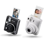 instax mini 40 instant film camera, easy use with automatic exposure, Black & mini 12 camera, CLAY WHITE