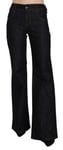 GALLIANO Jeans Black High Waist Wide Leg Flared Denim Casual Pants s. W26