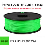 HIPS Fluo-Green Nipseyteko filament pour impression 3D, consommable d'imprimante en plastique, couleur unie, haute qualité, 1.75mm diamètre, poids bobine 1kg