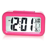XiZiMi LED Large Display Digital Alarm Clock Snooze Function Travel Alarm Clock Smart Back-Light Battery Operated with Calendar Alarm Clock Temperature Display for Home Office Travel red