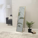 Norbe Miroir de Sol 140x40cm | Miroir Mural Moderne rectangulaire | Miroir de Sol|Miroir Long Mural|Grand Miroir de Sol |Miroir de Chambre à Coucher (Or, 140 x 40 cm)