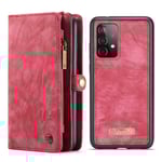 CaseMe Samsung Galaxy A52 5G Rymligt plånboksfodral med många kortfack, Röd