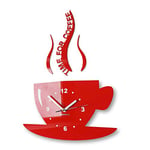 TASSE Time for coffee Horloge murale moderne pour cuisine Rouge 3d romaine