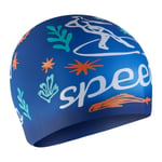 Speedo Junior Slogan Print Silicone Swimming Cap - 8-0838616700 Blue/White