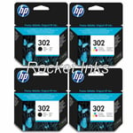 2x Original HP 302 Black & Colour Ink Cartridges For DeskJet 2130 Printer