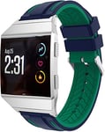 Simpleas compatible with Fitbit Ionic Watch Strap, Soft Silicone Replacement Watchband (Midnight Blue and Green)
