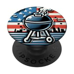 Barbecue vintage patriotique avec drapeau américain PopSockets PopGrip Interchangeable