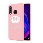 ZhuoFan Huawei P30 Lite Case, Phone Cases Pink Liquid Silicone with Pattern Shockproof Soft Flexible Gel TPU Rubber Back Cover Bumper Skin for Huawei P30Lite 2019 Smartphone, White Queen