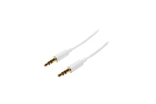 StarTech.com 2m White Slim 3.5mm Stereo Audio Cable - 3.5mm Audio Aux Stereo - Male to Male Headphone Cable - 2x 3.5mm Mini Jack (M) White (MU2MMMSWH) - ljudkabel - 2 m