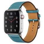 Apple Watch Series 4 44mm genuine leather watch band - Blue Blå