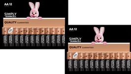 24 Duracell AA Power Alkaline Batteries SIMPLY Pack LR6 MN1500 Battery Long Exp