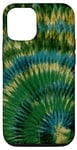 iPhone 14 Pro Earthy Spiral Tie Dye Boho Watercolor Forest Green Teal Tan Case