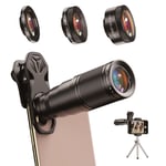 APEXEL objektivset för iPhone/smartphone - 22X objektiv/25X makro + Vidvinkel & Fish eye