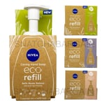 1 x NIVEA ECO REFILL PUMP HAND WASH SOAP STARTER KIT + 9 ASSORTED REFILL TABS