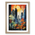 Central Park Constructivism No.2 Framed Wall Art Print, Ready to Hang Picture for Living Room Bedroom Home Office, Oak A2 (48 x 66 cm)