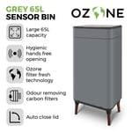 Tower Ozone Sensor Bin with Legs, Large 65L, Hands Free, Grey T938022GRY 