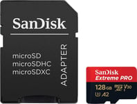 SanDisk Extreme Pro Minneskort MicroSDXC 128G inkl. Adapter