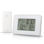 Vit - FJ3364 Digital väckarklocka, väderstation, trådlös sensor, hygrometer, termometer, LCD-klocka, klocka