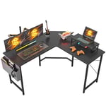CubiCubi Bureau d'angle Gaming en Forme L - 120 * 120 cm Ordinateur Gamer Informatique avec Tiroir Support d'écran, Crochet Casque, Table pour Jouer, Travail, Domicile Noir