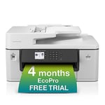 BROTHER MFC J6540DWE Inkjet Printer with EcoPro Subscription, Wireless Colour Inkjet Printer,4in1 (Print/Copy/Scan/Fax),4 mth free trial, Automatic ink, Free manufacturers guarantee, UK Plug