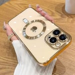 Kompatibelt iPhone 14 Pro Max-fodral med kameralinsskydd (kompatibelt med MagSafe) Reptåligt stöttåligt - Guld