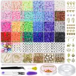6000 st Polymer Clay Pärlor Kit Armband Tillverkning Kit Smycken Handgjorda 6mm Polymer Clay Pärlor Set Platt Rund Heishi Pärlor för Barn Vuxna DIY Halsband Örhänge