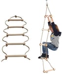 ISOP Échelle de Corde 3 m | Équipement de Jeu pour échelle d'arbre | Échelle en Bois avec Crochets à Ressort | Échelle en Corde à Bascule | Jouets d'escalade pour balançoire