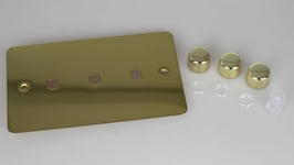 Varilight WFVD3 Matrix Faceplate Kit, ultraflat polished brass, 3-gang