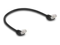 Delock - Patch-Kabel - Rj-45 (Hane) Vinklad Till Rj-45 (Hane) Vinklad - 50 Cm - 6 Mm - S/Ftp - Cat 6A - Startad, Halogenfri - Svart