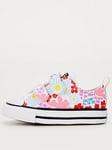 Converse Infant Girls Easy-On Velcro Ox Trainers - White/Pink, White/Pink, Size 6 Younger