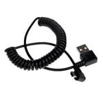 USB 2.0 spiralkabel,2st vinklade kontakter, USB A-mini (A-C), 36-55cm