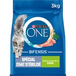 PURINA ONE Bifensis Chat Stérilisé Croquettes à la Dinde et au Blé pour Chats Adultes | Sac de 3 kg | Lot de 4