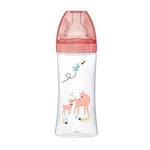 Dodie Biberon Anti-Colique Sensation+, Tétine Plate, Débit 3, 6 Mois, Rose Jardin, 330 ml, 1 Unité 3700763536613