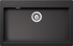 SCHOCK | Primus N100XL Évier de cuisine 1 baignoire XL avec comptoir de robinetterie, matériau Cristalite®, noir absolu, 790 x 500 mm