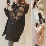 Winter Women Hooded Medium Length Jacket Pink 2xl