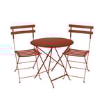 Fermob - Bistro matgrupp bord 77cm & 2 metall stolar red ochre - Matgrupper utomhus