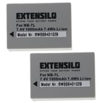 EXTENSILO 2x Batteries compatible avec Canon PowerShot G10, G11, G12, G10 IS appareil photo, reflex numérique (1000mAh, 7,4V, Li-ion)