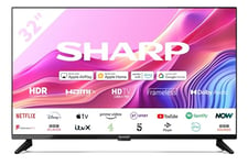 SHARP 32FD6K 32-Inch HD Ready Smart Roku TV™ in Black with Active Motion 200, HDR10 Support, Freeview Play, Pre-Installed Apps, 3x HDMI & 1x USB