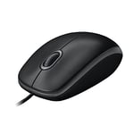 Logitech M100 Wired USB Mouse 3 Buttons 1000 DPI Optical Tracking, For left and right handed users, Compatible with PC, Mac, Laptop - Black