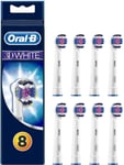 Braun Oral-B 3D WHITE  Replacement Electric Toothbrush Heads - 8 Pack