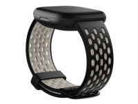 Fitbit Sport Band - KlocKräm för smart klocka - Stor storlek - svart, månvit - för Fitbit Sense, Versa 3